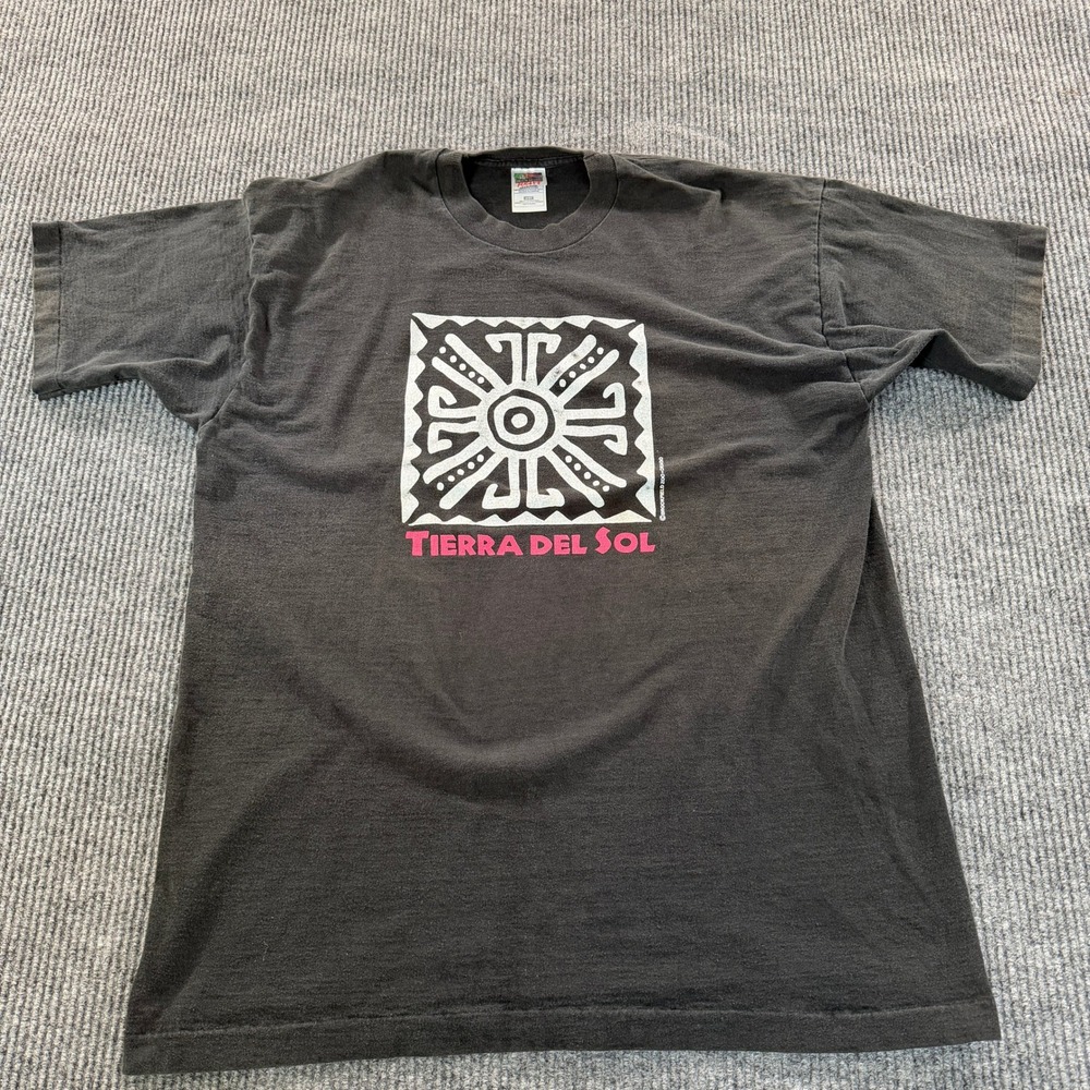 Fruit of the Loom Mens Tierra Del Sol Graphic T Shirt XXL Black Heavy Cotton